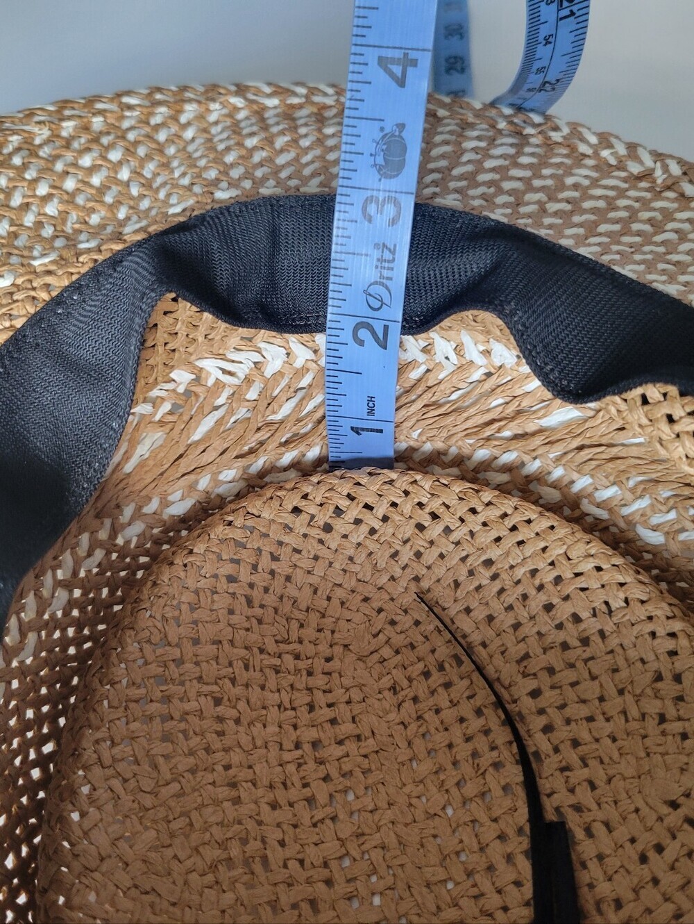 by Anthropologie Woven Straw Sun Hat with Black Band and White Accents - Picture 11 of 14